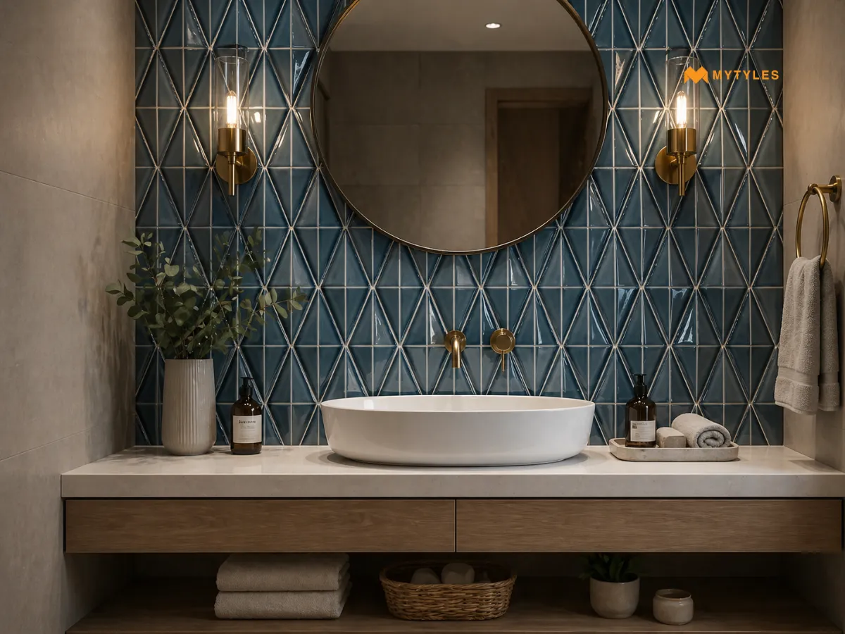Blue Backsplash Bathroom Wall Tiles